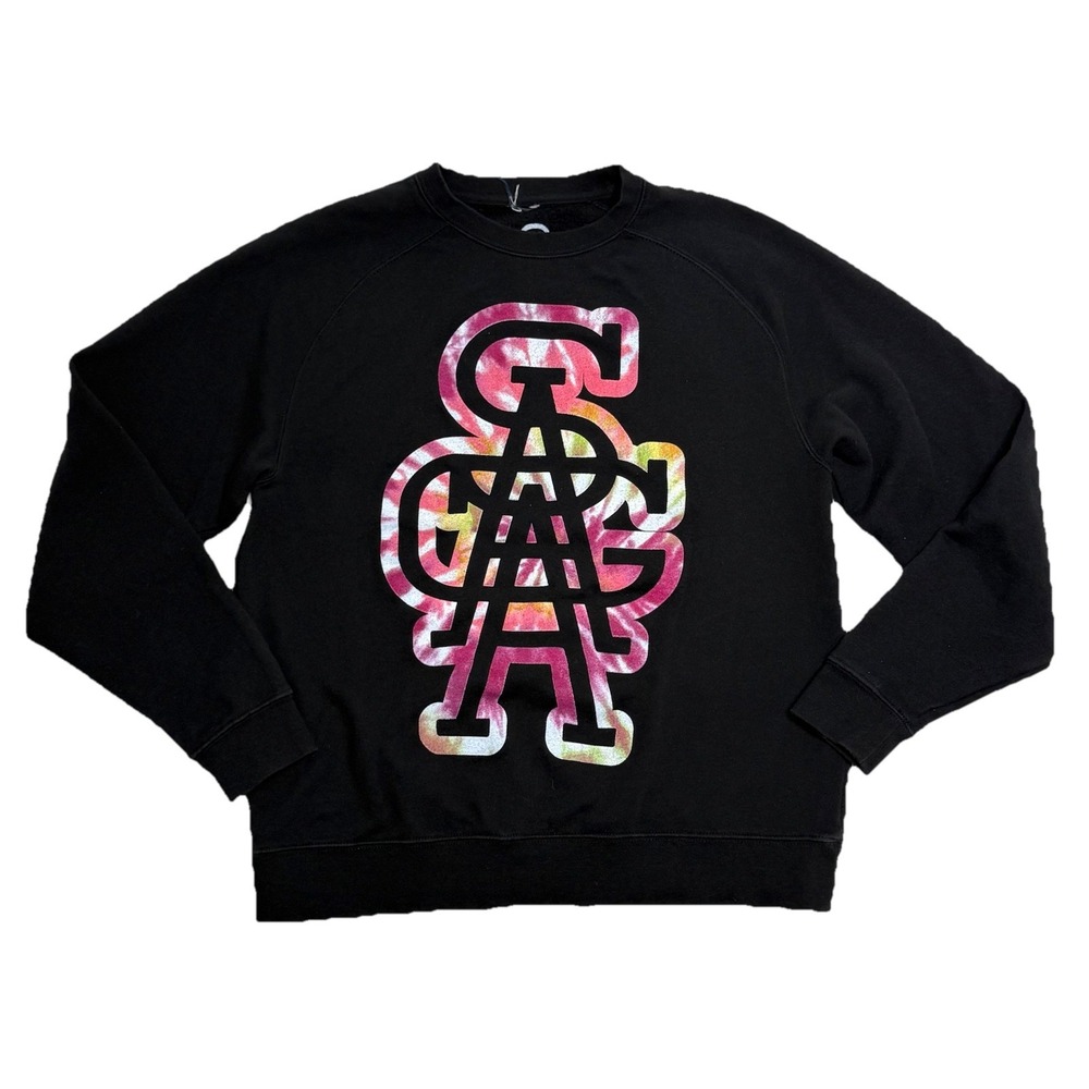 Saga Outerwear Sweatshirt Mens/Unisex Size Small‎ Black/Pink Logo Crewneck